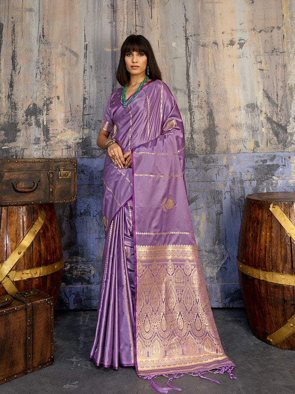 Purple Satin Silk Saree