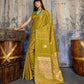 STORI Mehendi Green Satin Silk Saree
