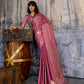 STORI Rose Pink Satin Silk Saree for Party