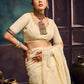 STORI Cream Off White  Munga Pure Cotton Handloom Saree