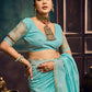 STORI Sky Blue Munga Pure Cotton Handloom Saree