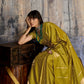 STORI Mehendi Green Satin Silk Saree