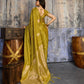 STORI Mehendi Green Satin Silk Saree