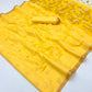 yellow Munga Pure Cotton Handloom Saree