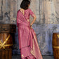 STORI Rose Pink Satin Silk Saree for Women