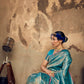 STORI Turquoise Handloom Woven Silk Saree