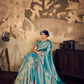 STORI Turquoise Handloom Woven Silk Saree