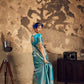 STORI Turquoise Handloom Woven Silk Saree