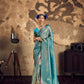 STORI Turquoise Handloom Woven Silk Saree