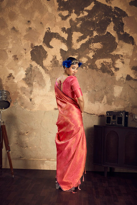 Rani Pink Handloom Woven Silk Saree