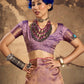STORI Metallic Purple Handloom Woven Silk Saree