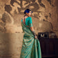 STORI Peacock Green Handloom Woven Silk Saree