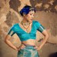 STORI Turquoise Handloom Woven Silk Saree