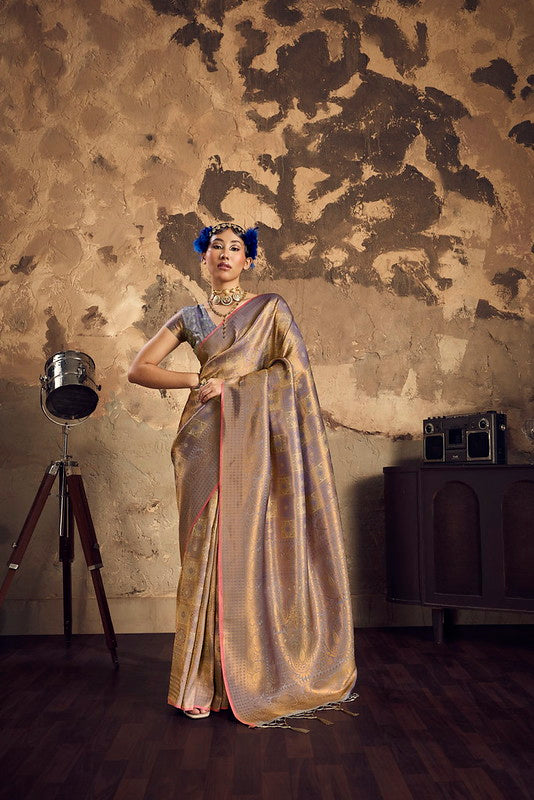 Lavender Mauve Handloom Woven Silk Saree