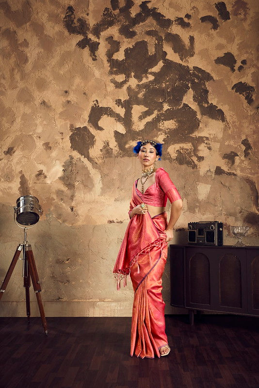Rani Pink Handloom Woven Silk Saree