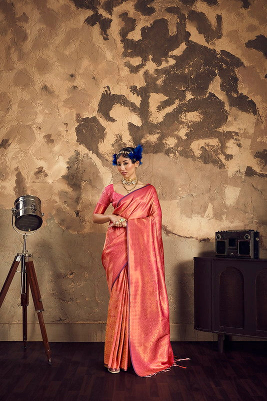 Rani Pink Handloom Woven Silk Saree