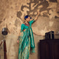 STORI Peacock Green Handloom Woven Silk Saree