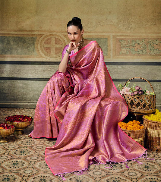 STORI onion pink Handloom Silk Saree