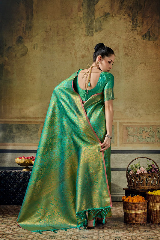  STORI Parrot green Handloom Silk Saree