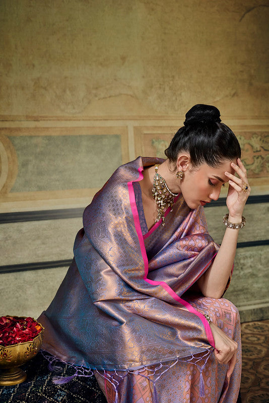  STORI Dual purple Handloom Silk Saree
