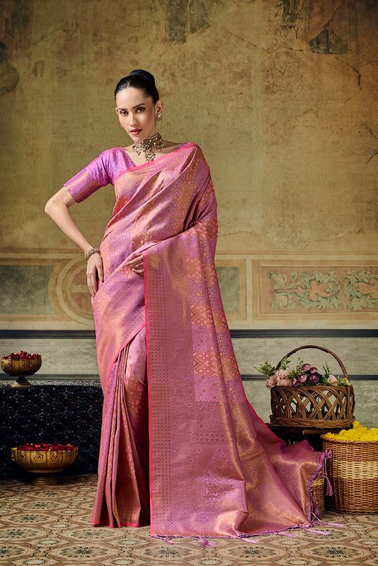  STORI onion pink Handloom Silk Saree