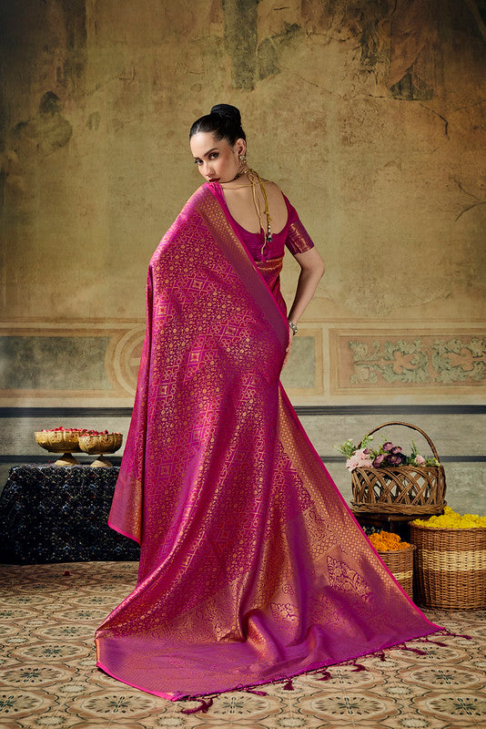  STORI Rani pink Handloom Silk Saree