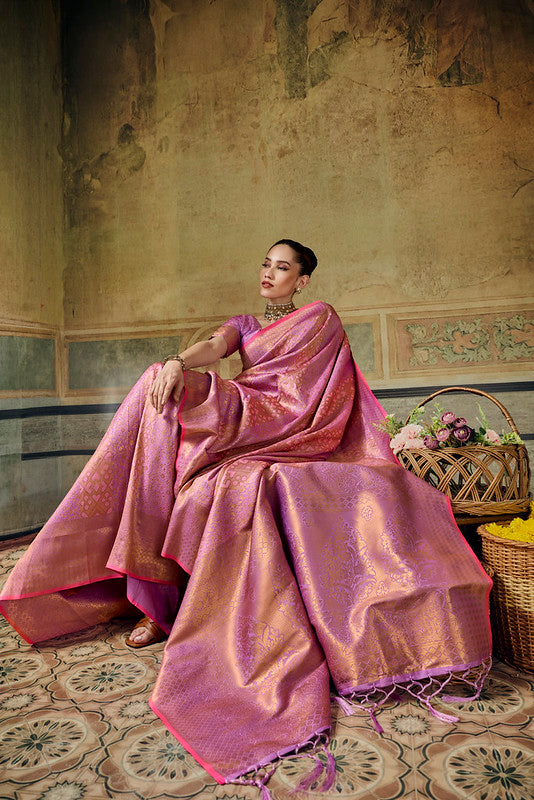  STORI onion pink Handloom Silk Saree