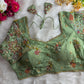 Pastel Shades Soft Silk Blouse With Hand Embroidery