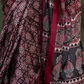 Black & Red Ajrakh Printed Saree