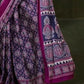 Purple & Blue Ajrakh Printed Saree