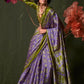 Purple & Green Ajrakh Printed Saree