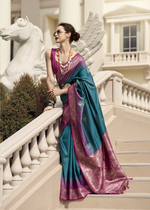 Blue Banarasi Saree Shop Online STORI