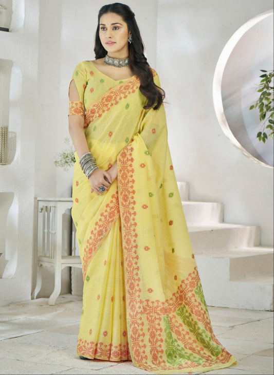 By Yellow Silk Saree Online-STORI