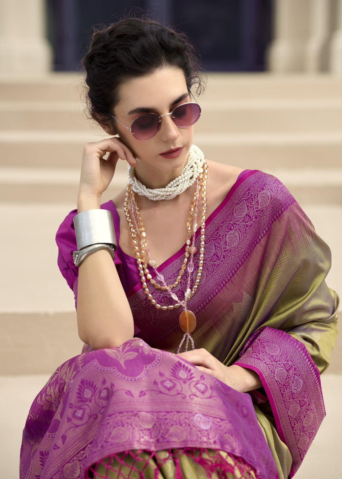 Green Banarasi Saree Shop Online STORI