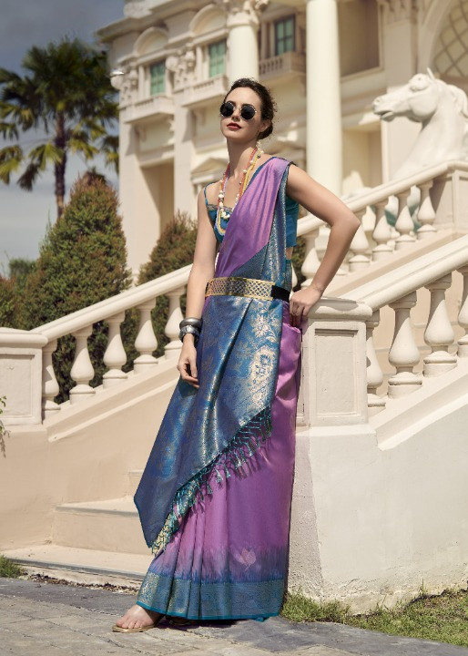 Purple Banarasi Saree Shop Online STORI