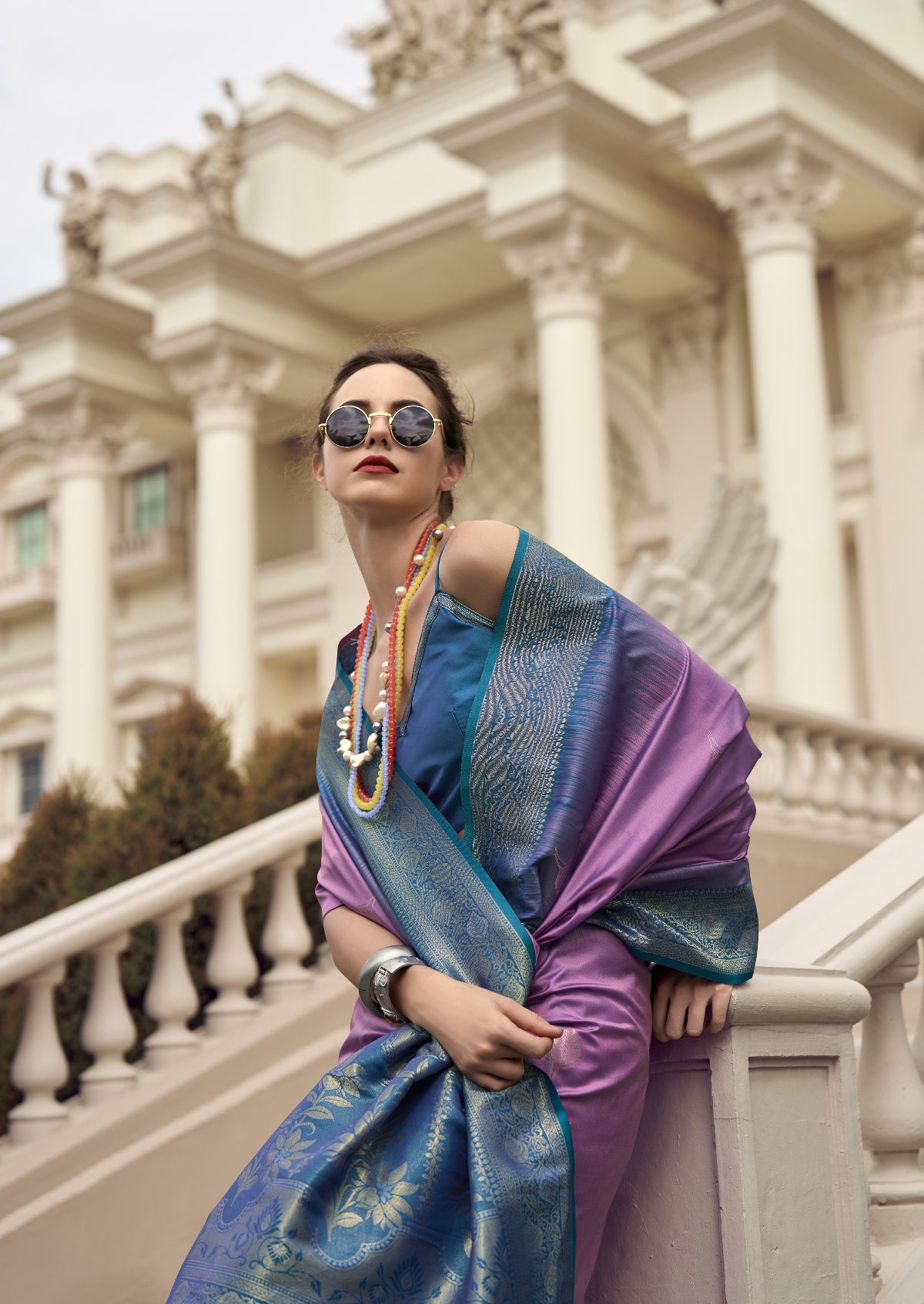 Purple Banarasi Saree Shop Online STORI