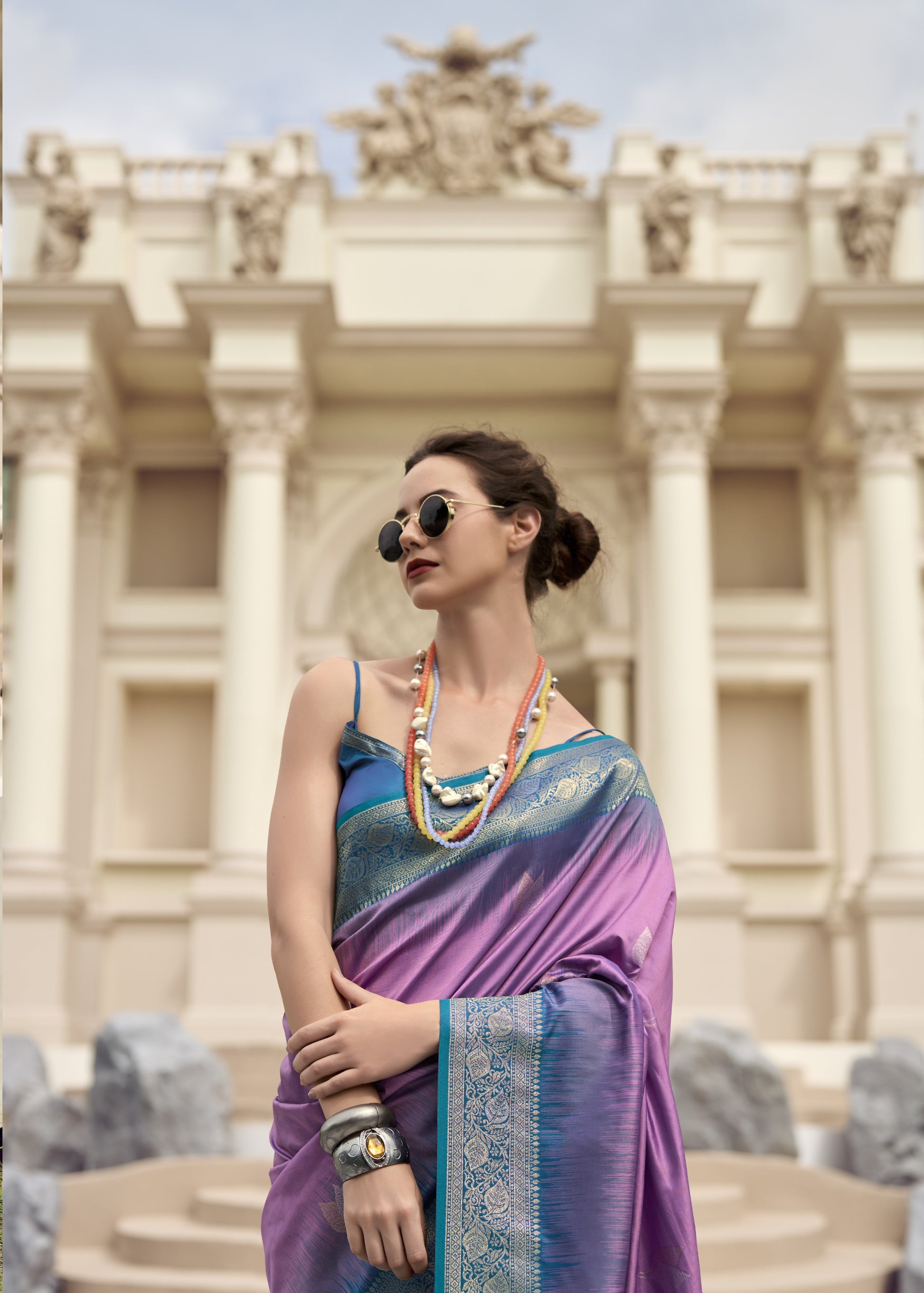 Purple Banarasi Saree Shop Online STORI