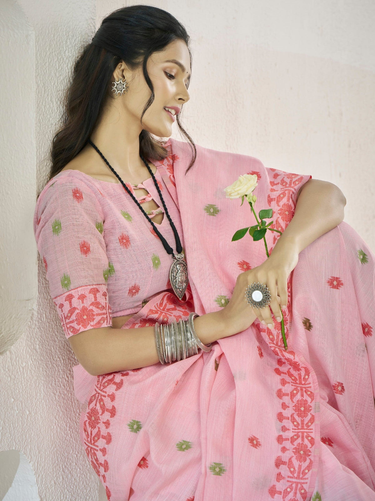 Shop Pink Silk Saree Online-STORI