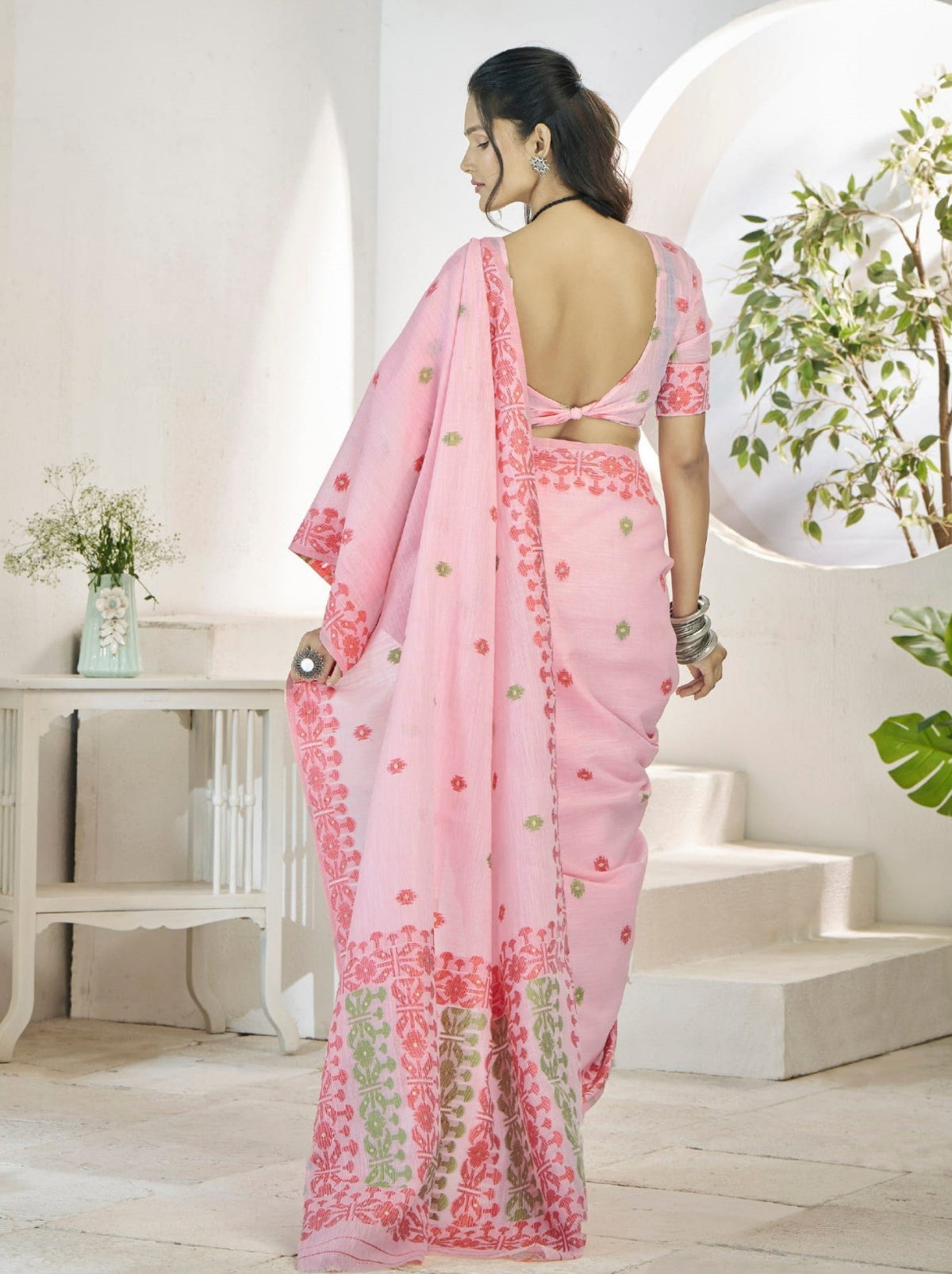 Shop Pink Silk Saree Online-STORI