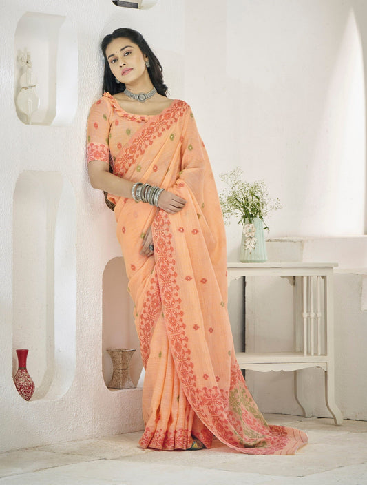 Shop Orange Silk Saree Online-STORI