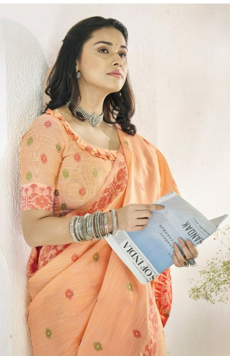 Shop Orange Silk Saree Online-STORI
