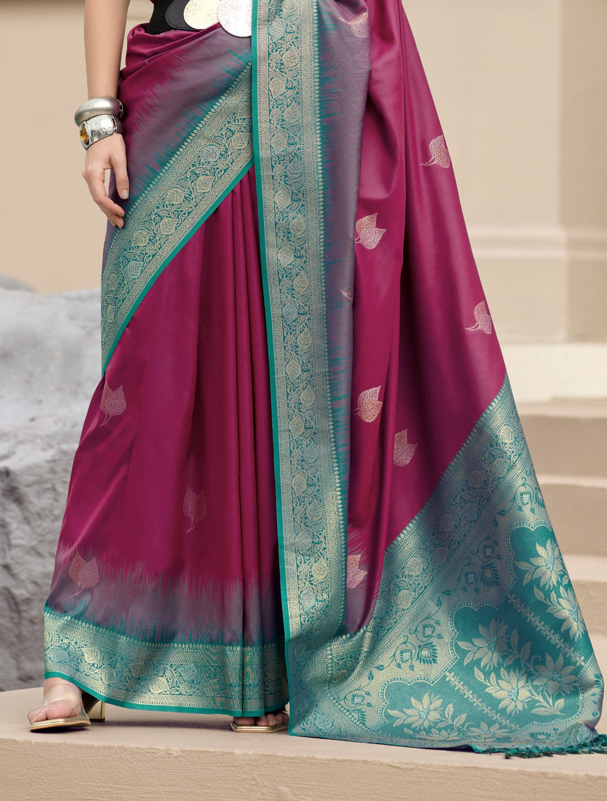 Maroon Banarasi Saree Shop Online STORI