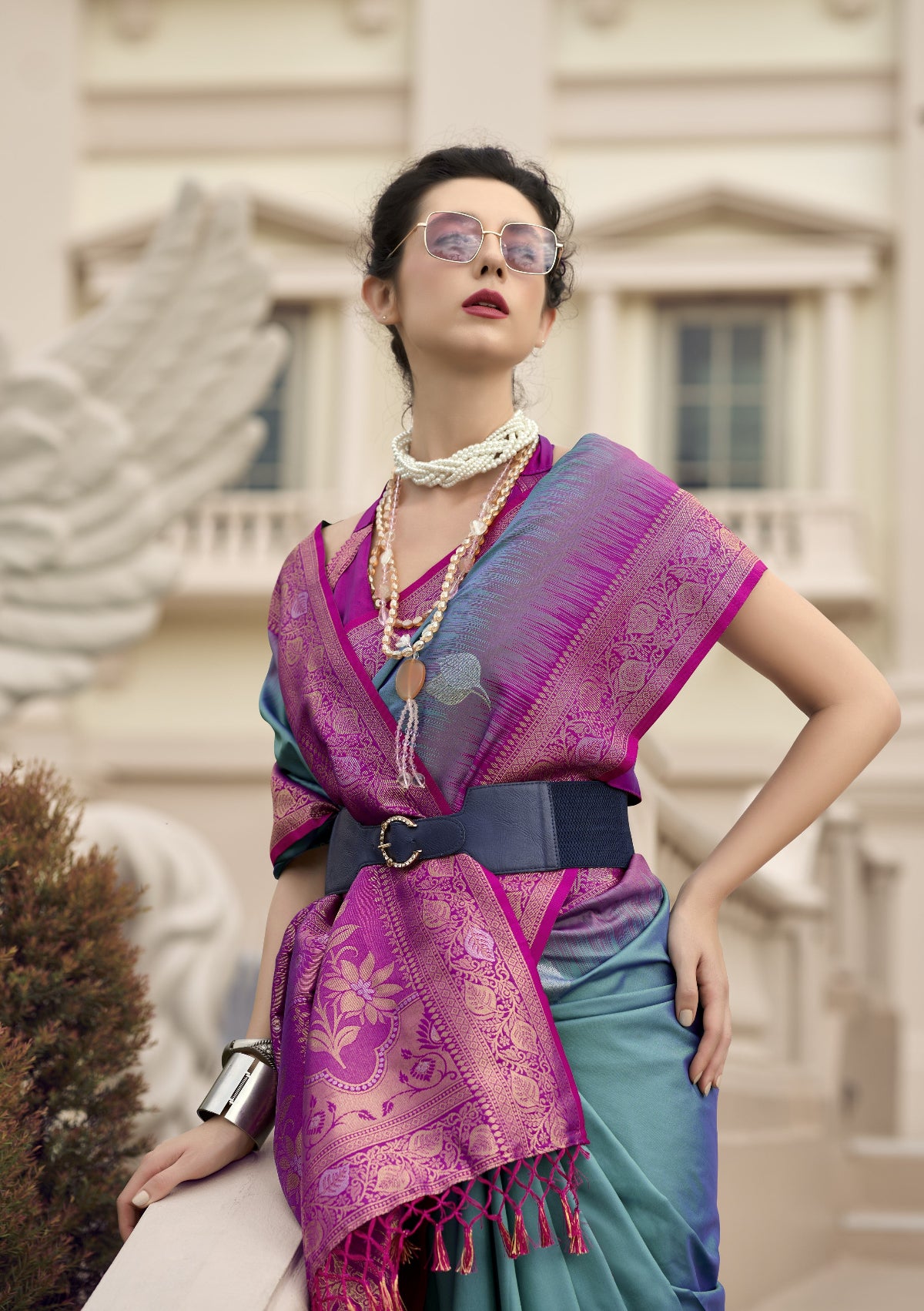 Blue Banarasi Saree Shop Online STORI