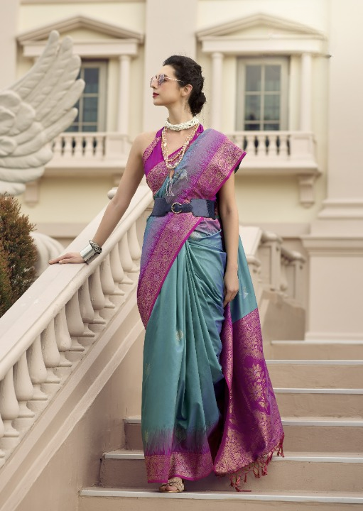 Blue Banarasi Saree Shop Online STORI