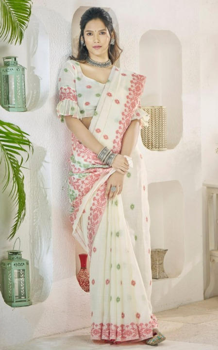 Shop White Silk Saree Online-STORI