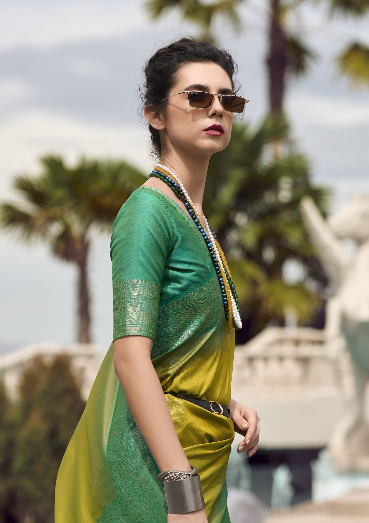 Green Banarasi Saree Shop Online STORI