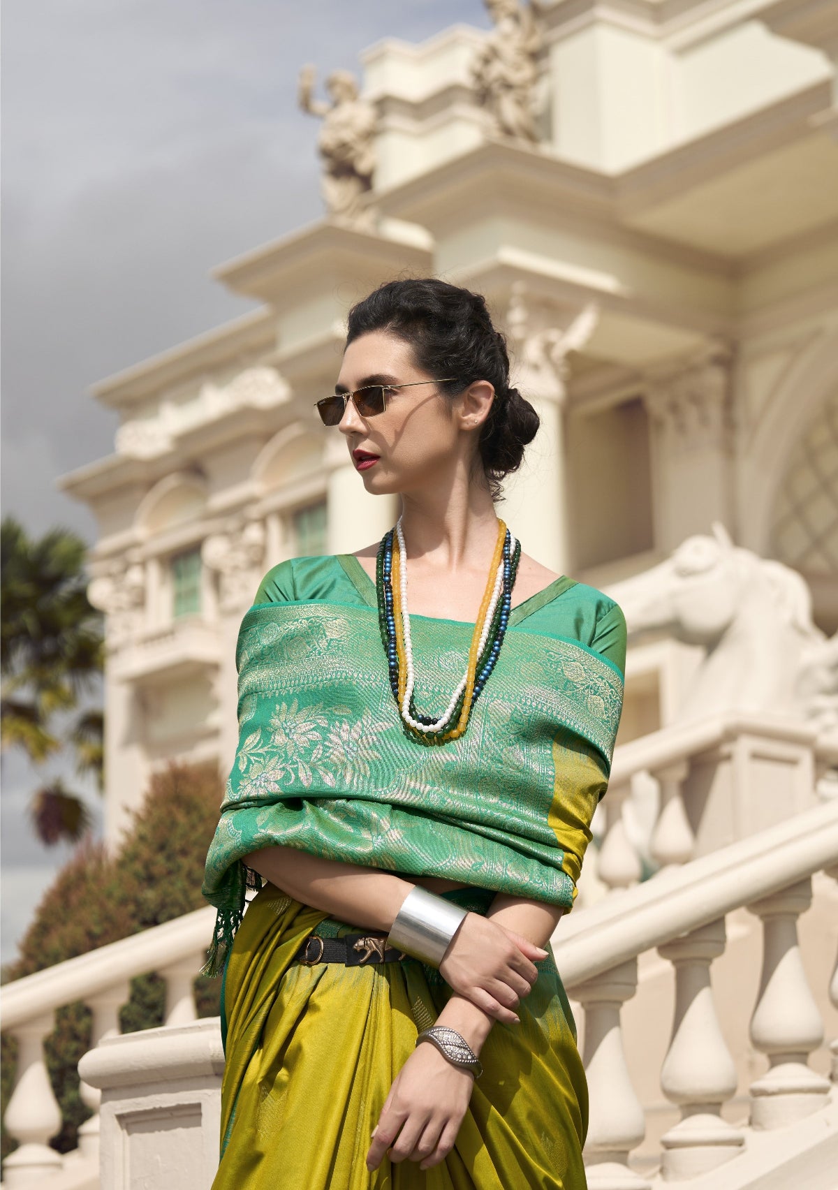 Green Banarasi Saree Shop Online STORI