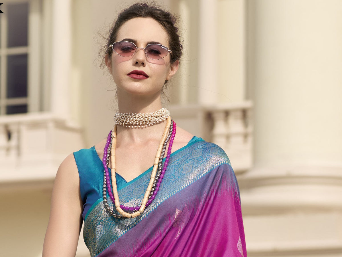 Purple Banarasi Saree Shop Online STORI