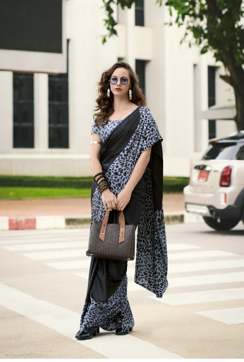 Buy Black Satin Silk Sarees Online-STORI