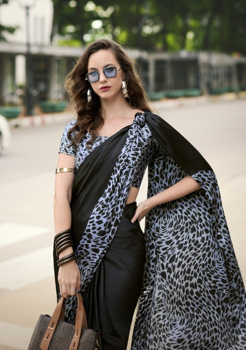 Buy Black Satin Silk Sarees Online-STORI